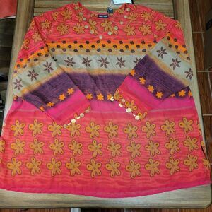 Maggie Barnes Cover-Up w/Dangles Red/Dark Red - Size 4XL NWT